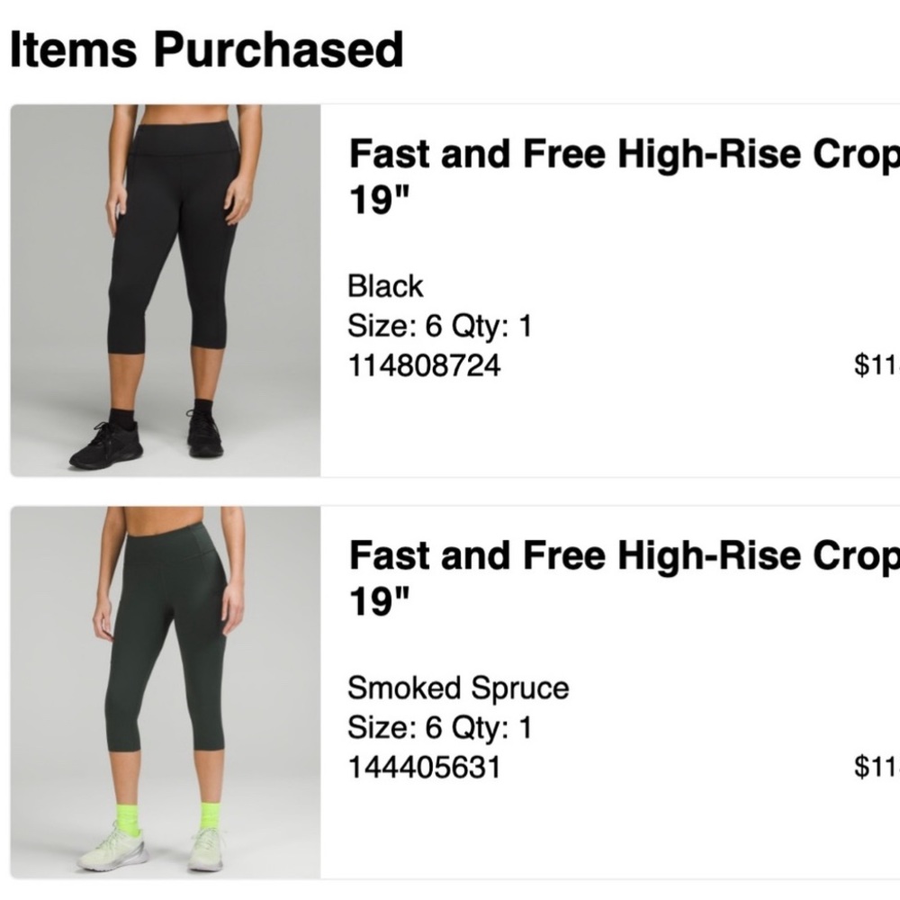 Lululemon fast & free high rise crop leggings, size 6 - Picture 4 of 4